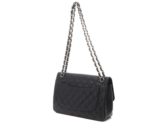CHANEL シャネル デカマトラッセ30 ＷフラップＷチェーンショルダーバッグ ブラック SV キャビア 2148103809439【431】