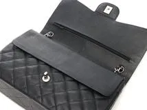 CHANEL シャネル デカマトラッセ30 ＷフラップＷチェーンショルダーバッグ ブラック SV キャビア 2148103809439【200】