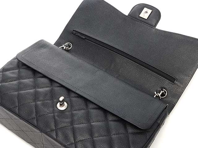 CHANEL シャネル デカマトラッセ30 ＷフラップＷチェーンショルダーバッグ ブラック SV キャビア 2148103809439【431】