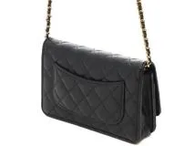 CHANEL　シャネル　マトラッセ　チェーンウォレット　ブラック　GP金具　キャビア【433】2148103810244