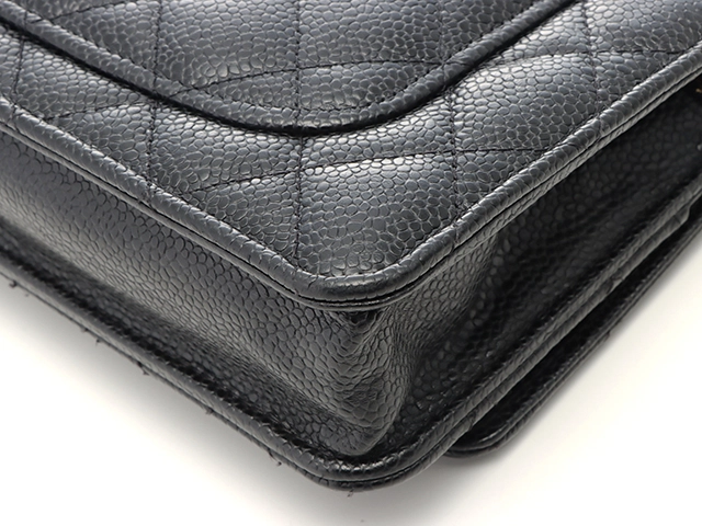 CHANEL　シャネル　マトラッセ　チェーンウォレット　ブラック　GP金具　キャビア【471】2148103810244