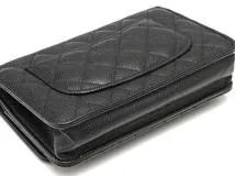 CHANEL　シャネル　マトラッセ　チェーンウォレット　ブラック　GP金具　キャビア【471】2148103810244