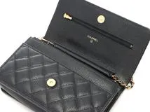 CHANEL　シャネル　マトラッセ　チェーンウォレット　ブラック　GP金具　キャビア【471】2148103810244