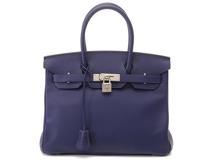 HERMES エルメス ハンドバッグ バーキン30 ブルーアンクル ヴォーエプソン シルバー金具 D刻印 2148103810596【430】