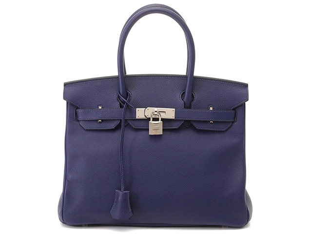 HERMES エルメス ハンドバッグ バーキン30 ブルーアンクル ヴォーエプソン シルバー金具 D刻印 2148103810596【430】