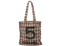 CHANEL　シャネル　No.5　トートバッグ　マルチカラー／ブラック／SV　ツイード／ラムスキン　【471】　Y