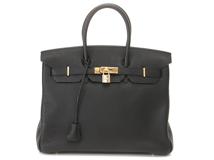 HERMES　エルメス　バーキン35　ブラック　ゴールド金具　トゴ　□H刻印　【432】2148103810626