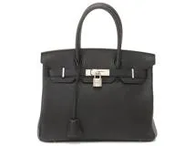 HERMES　エルメス　バーキン30　ブラック　シルバー金具　トゴ　A刻印【432】2148103810909