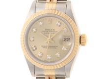 W番 ROLEX ロレックス 腕時計 レディース デイトジャスト 69173G シャンパン文字盤 ステンレススチール イエローゴールド 10ポイントダイヤモンド【430】