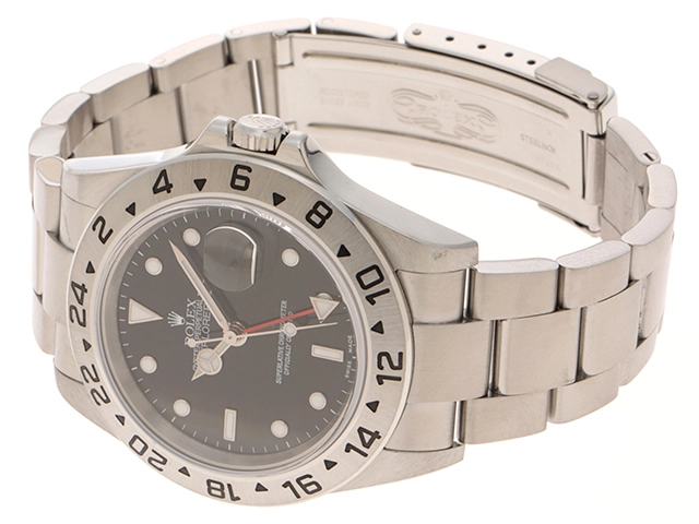 D番2006年並行品 ROLEX ロレックス 腕時計 エクスプローラーII 16570 ステンレス ブラック文字盤 自動巻き ルーレット無し【472】SJ