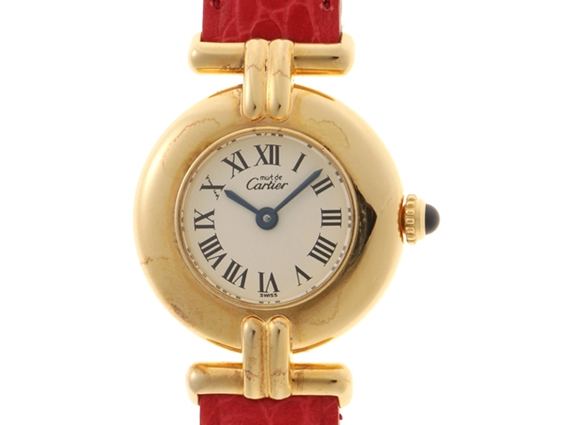 Cartier　カルティエ　マストコリゼ　ヴェルメイユ　W1000653　GP（SV925）/カーフレザー　女性用クオーツ時計【473】