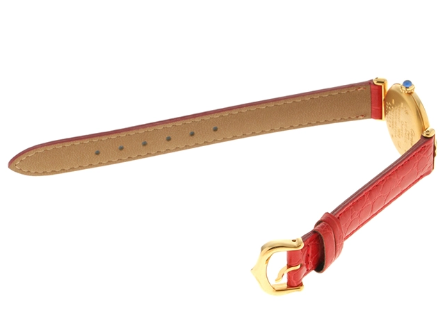 Cartier　カルティエ　マストコリゼ　ヴェルメイユ　W1000653　GP（SV925）/カーフレザー　女性用クオーツ時計【473】