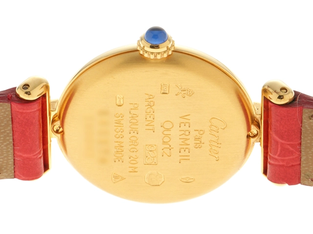 Cartier　カルティエ　マストコリゼ　ヴェルメイユ　W1000653　GP（SV925）/カーフレザー　女性用クオーツ時計【473】