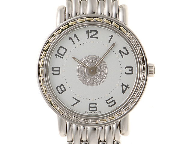 HERMES エルメス セリエ SE4.210 ステンレス/GP ホワイト文字盤 女性用