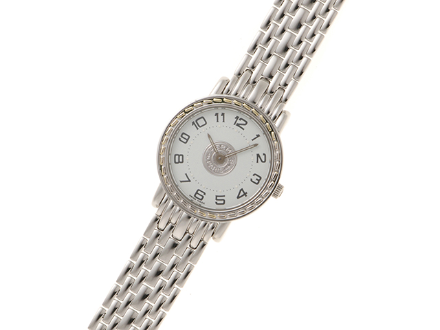 HERMES エルメス セリエ SE4.210 ステンレス/GP ホワイト文字盤