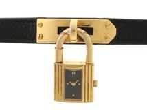 HERMES　エルメス　時計　ケリーウォッチ　GP/革　クオーツ　ブラック文字盤【431】2148103812248