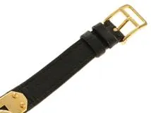 HERMES　エルメス　時計　ケリーウォッチ　GP/革　クオーツ　ブラック文字盤【431】2148103812248