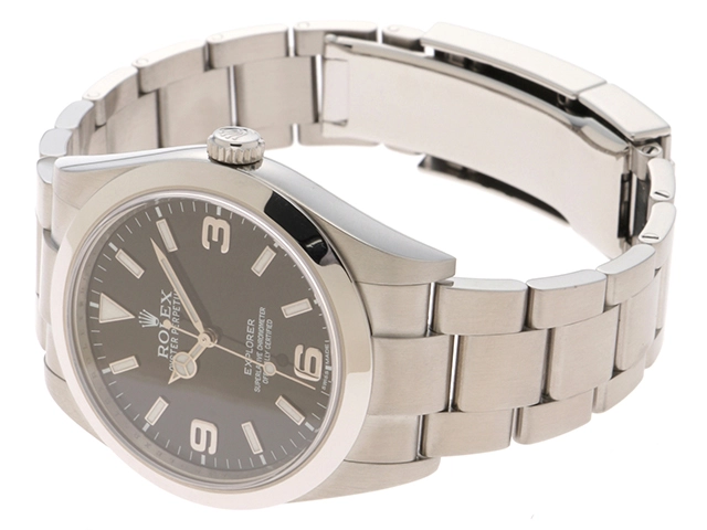 G番2012年並行品 ROLEX ロレックス 腕時計 エクスプローラーI 39mm 214270 ステンレス ブラックアウト文字盤 自動巻き【472】SJ