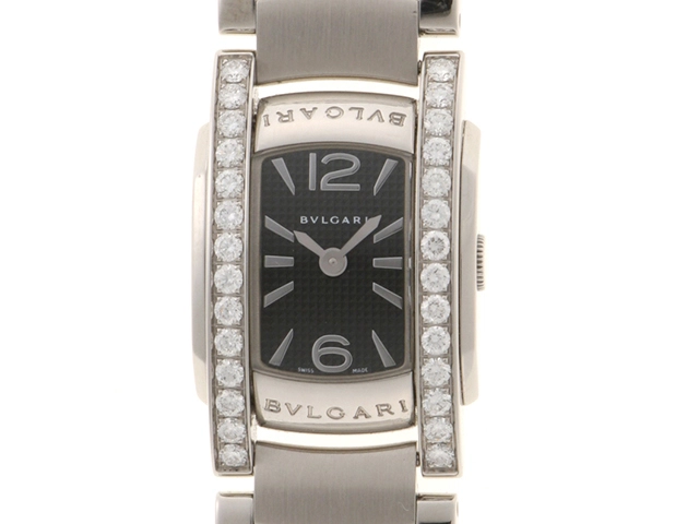 BVLGARI　ブルガリ　アショーマ　ダイヤベゼル　AA26BSDS　ステンレス　女性用クオーツ時計【473】