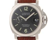 Q番　PANERAI　パネライ　時計　ルミノール マリーナ　PAM00048　ブラック文字盤　ステンレススチール/クロコダイルレザー　自動巻き
