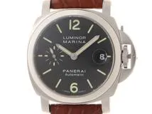 Q番　PANERAI　パネライ　時計　ルミノール マリーナ　PAM00048　ブラック文字盤　ステンレススチール/クロコダイルレザー　自動巻き