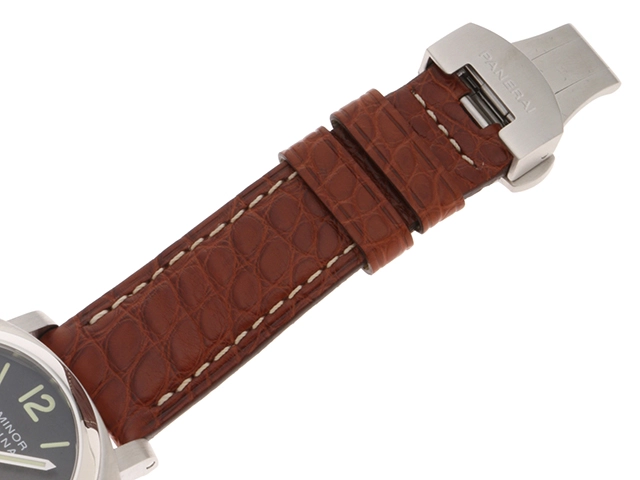 Q番　PANERAI　パネライ　時計　ルミノール マリーナ　PAM00048　ブラック文字盤　ステンレススチール/クロコダイルレザー　自動巻き