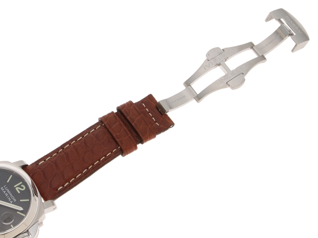 Q番　PANERAI　パネライ　時計　ルミノール マリーナ　PAM00048　ブラック文字盤　ステンレススチール/クロコダイルレザー　自動巻き