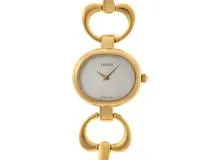 GUCCI　グッチ　バングルウォッチ　1600　ホワイトシェル文字盤　GP　クオーツ　レディース時計　2148103814402【207】