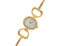GUCCI　グッチ　バングルウォッチ　1600　ホワイトシェル文字盤　GP　クオーツ　レディース時計　2148103814402【207】