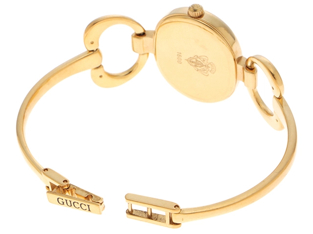 GUCCI グッチ レディース クオーツ バングルウォッチ 1600 ホワイトシェル文字盤 GP【472】HK