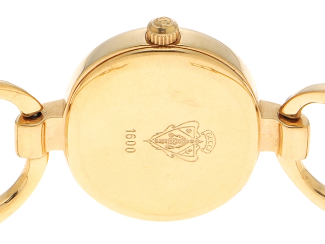 GUCCI グッチ レディース クオーツ バングルウォッチ 1600 ホワイトシェル文字盤 GP【472】HK