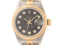 A番　ROLEX　ロレックス　79173G　デイトジャスト26　10PD　ブラック文字盤　自動巻き　レディース　腕時計（2148103814969）【200】C