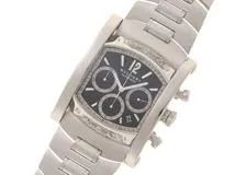 BVLGARI ブルガリ 腕時計 2012年正規品 アショーマ クロノ AA48SCH ステンレス ブラック文字盤 クオーツ【472】SJ