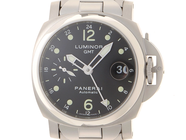 PANERAI パネライ 腕時計 2006年並行品 ルミノール GMT PAM00160 ステンレス ブラック文字盤 自動巻き【472】SJ