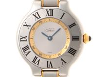 Cartier カルティエ マスト21SM W1007521 SS ステンレススチール 金メッキ シルバー文字盤 クォーツ 【460】2148103815652