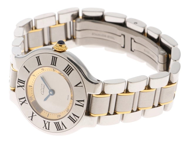 Cartier カルティエ マスト21SM W1007521 SS ステンレススチール 金メッキ シルバー文字盤 クォーツ 【460】2148103815652