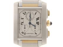 Cartier カルティエ　メンズ クオーツ　タンクフランセーズ クロノリフレックス W51004Q4 ホワイトローマン文字盤 K18YG/SS【472】HK