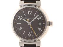 LOUIS VUITTON ルイ･ヴィトン タンブール GMT Q1131 SS ステンレススチール ラバーベルト ブラウン文字盤 オートマチック 【460】2148103815737