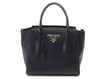 PRADA プラダ 2WAYバッグ 1BG369 ネイビー レザー RFID内蔵【433