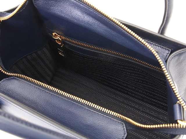 PRADA　プラダ　2WAYバッグ　1BG369　ネイビー　レザー　RFID内蔵【433】2148103816925