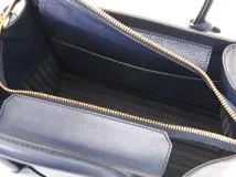PRADA　プラダ　2WAYバッグ　1BG369　ネイビー　レザー　RFID内蔵【433】2148103816925