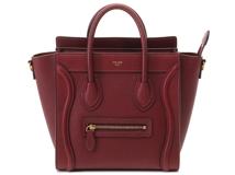 CELINE　セリーヌ　ラゲージ　ナノショッパー　ボルドー　レザー【430】2148103817250