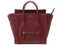 CELINE　セリーヌ　ラゲージ　ナノショッパー　ボルドー　レザー【430】2148103817250