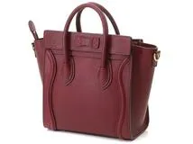 CELINE　セリーヌ　ラゲージ　ナノショッパー　ボルドー　レザー【430】2148103817250