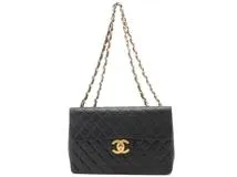 CHANEL　シャネル　デカマトラッセ３４　Ｗチェーンショルダー　ブラック／ＧＰ　ラムスキン【431】2148103817397