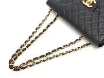 CHANEL　シャネル　デカマトラッセ３４　Ｗチェーンショルダー　ブラック／ＧＰ　ラムスキン【431】2148103817397