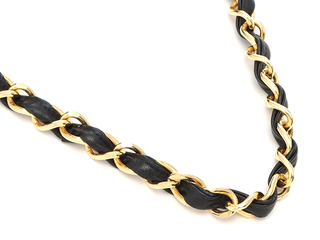 CHANEL　シャネル　デカマトラッセ３４　Ｗチェーンショルダー　ブラック／ＧＰ　ラムスキン【431】2148103817397