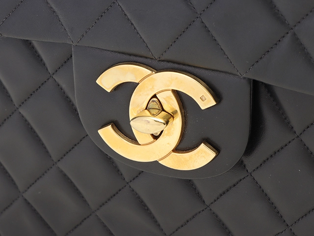 CHANEL　シャネル　デカマトラッセ３４　Ｗチェーンショルダー　ブラック／ＧＰ　ラムスキン【431】2148103817397