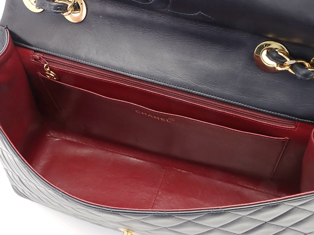 CHANEL　シャネル　デカマトラッセ３４　Ｗチェーンショルダー　ブラック／ＧＰ　ラムスキン【431】2148103817397