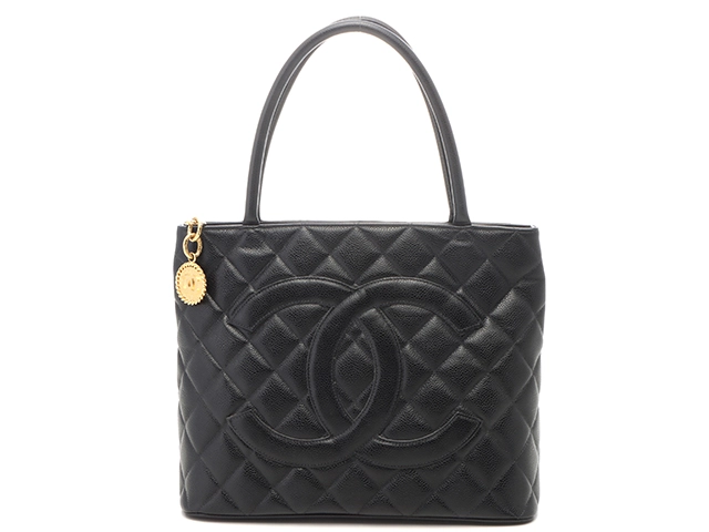CHANEL シャネル 復刻トート ブラック/GP キャビア A01804【430】2148103817403
